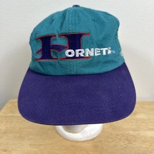 VTG AJD Retro Charlotte Hornets Hat Hook and Loop Cap Sports  NBA Block Letter